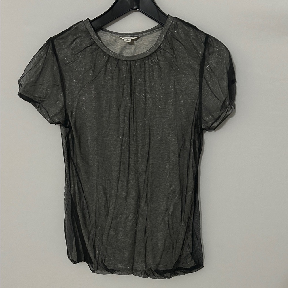 Calvin Klein Sheer Black Short Sleeve Top